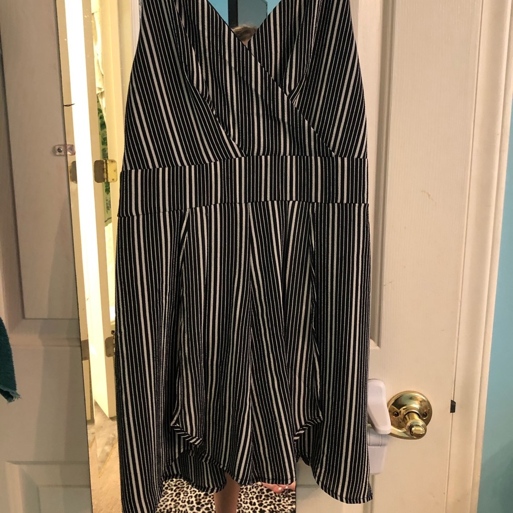 Black and white striped romper